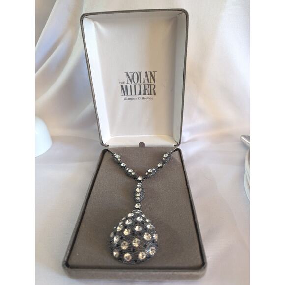 Nolan Miller Drop Pendant Necklace Glamour Dbl Strand Statement Piece Sparkle! - Picture 3 of 9